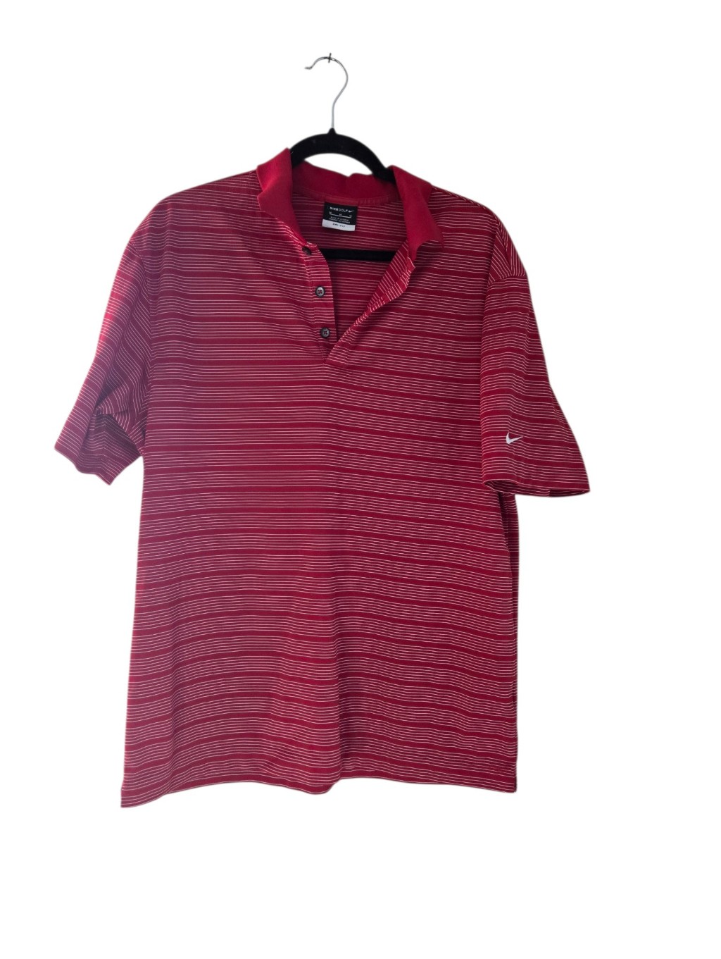 Nike Dri-Fit Essential Golf Polo Shirt Red Stripe Men's Standard Fit